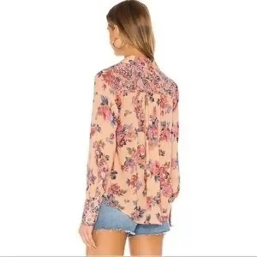 Free People Hold On To Me Printed Top in Coral XS